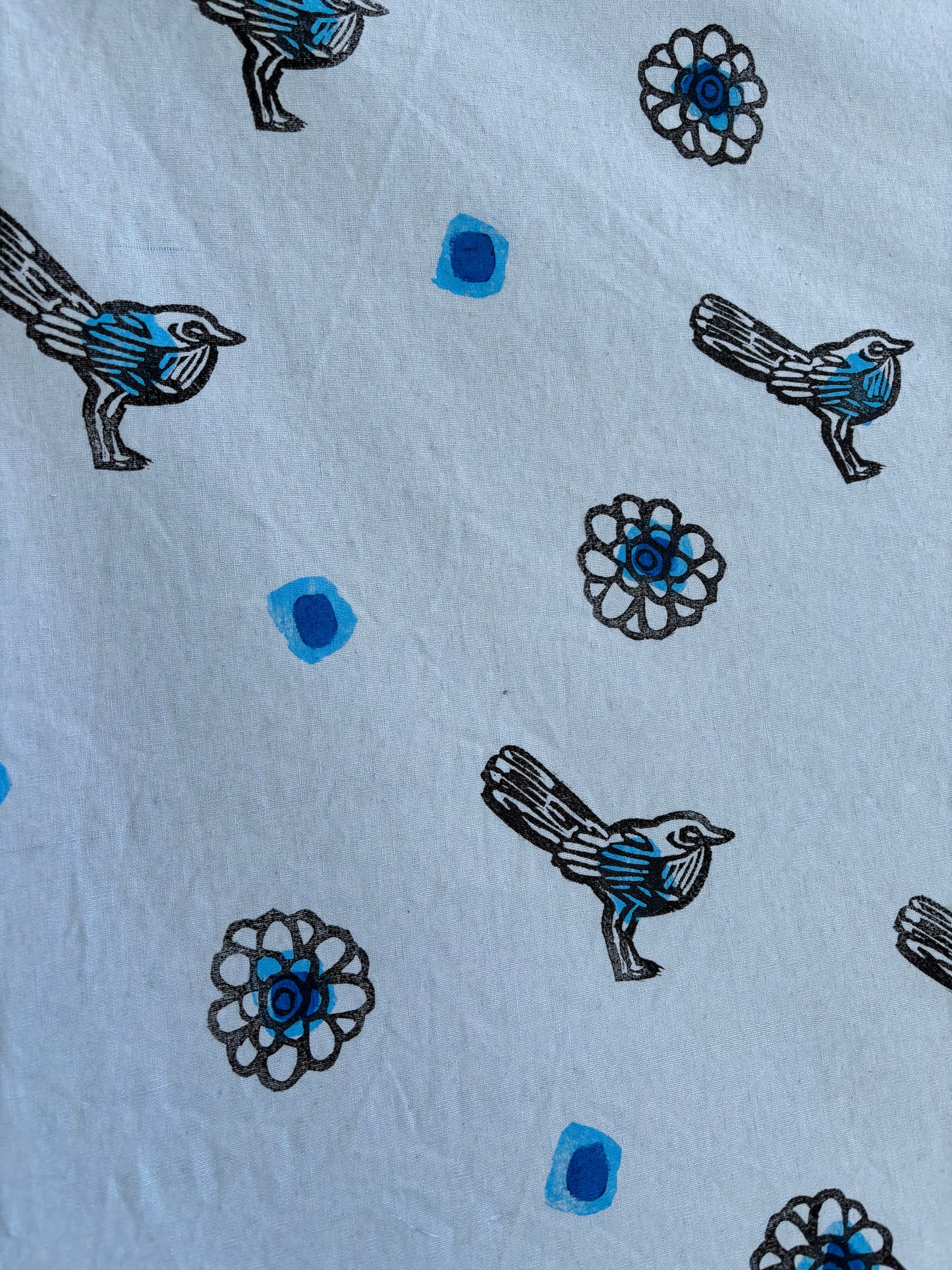 Little Blue Wren Fabric - SOLD