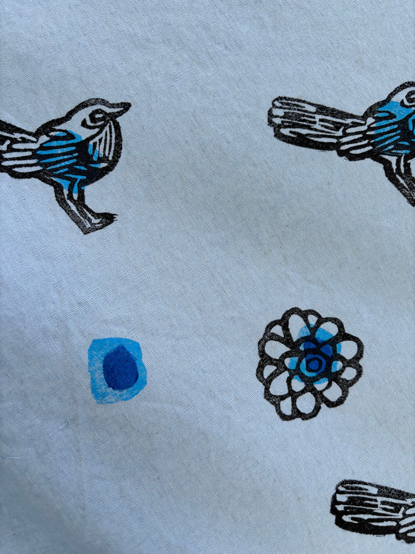 Little Blue Wren Fabric - SOLD