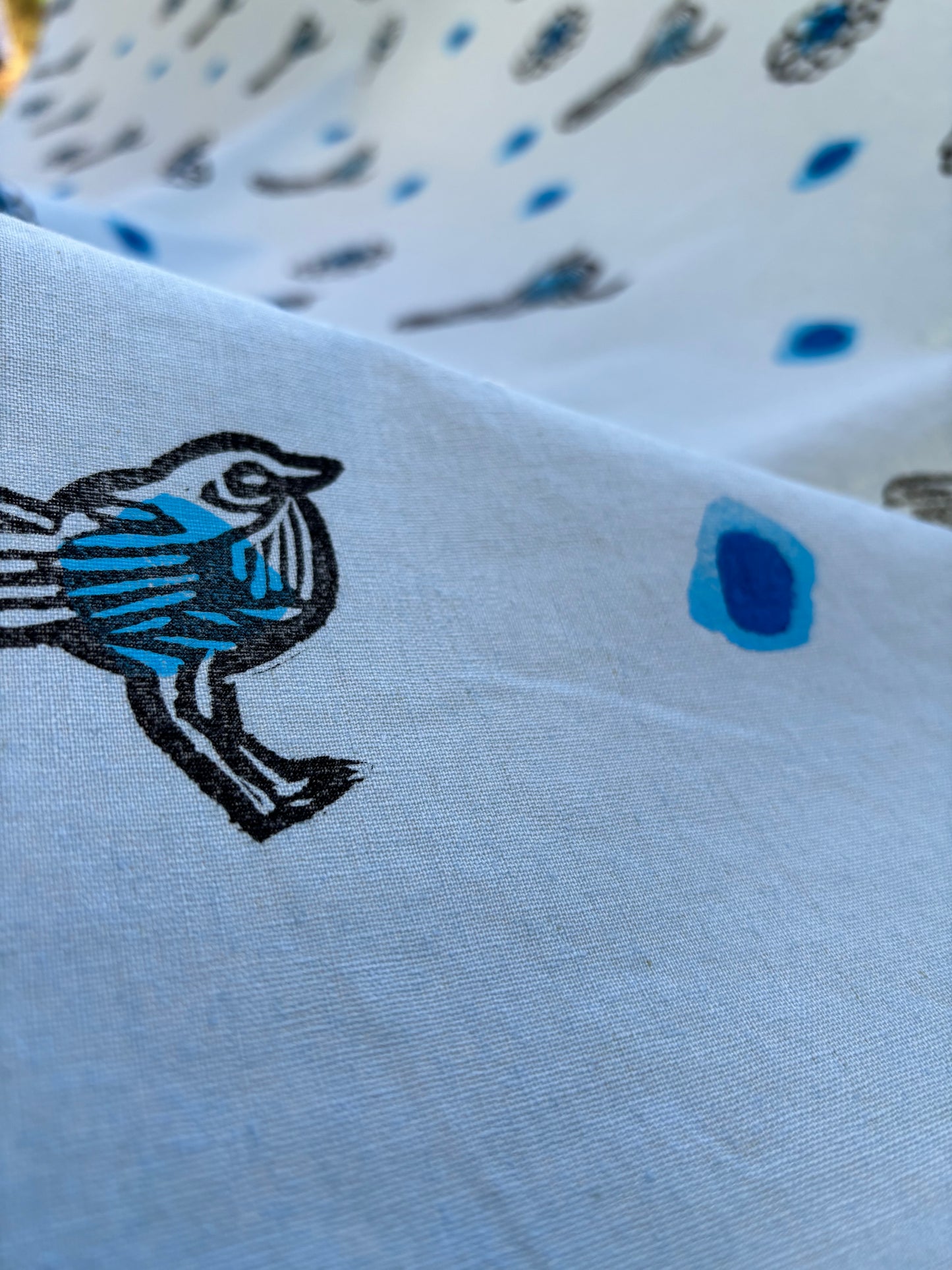 Little Blue Wren Fabric - SOLD