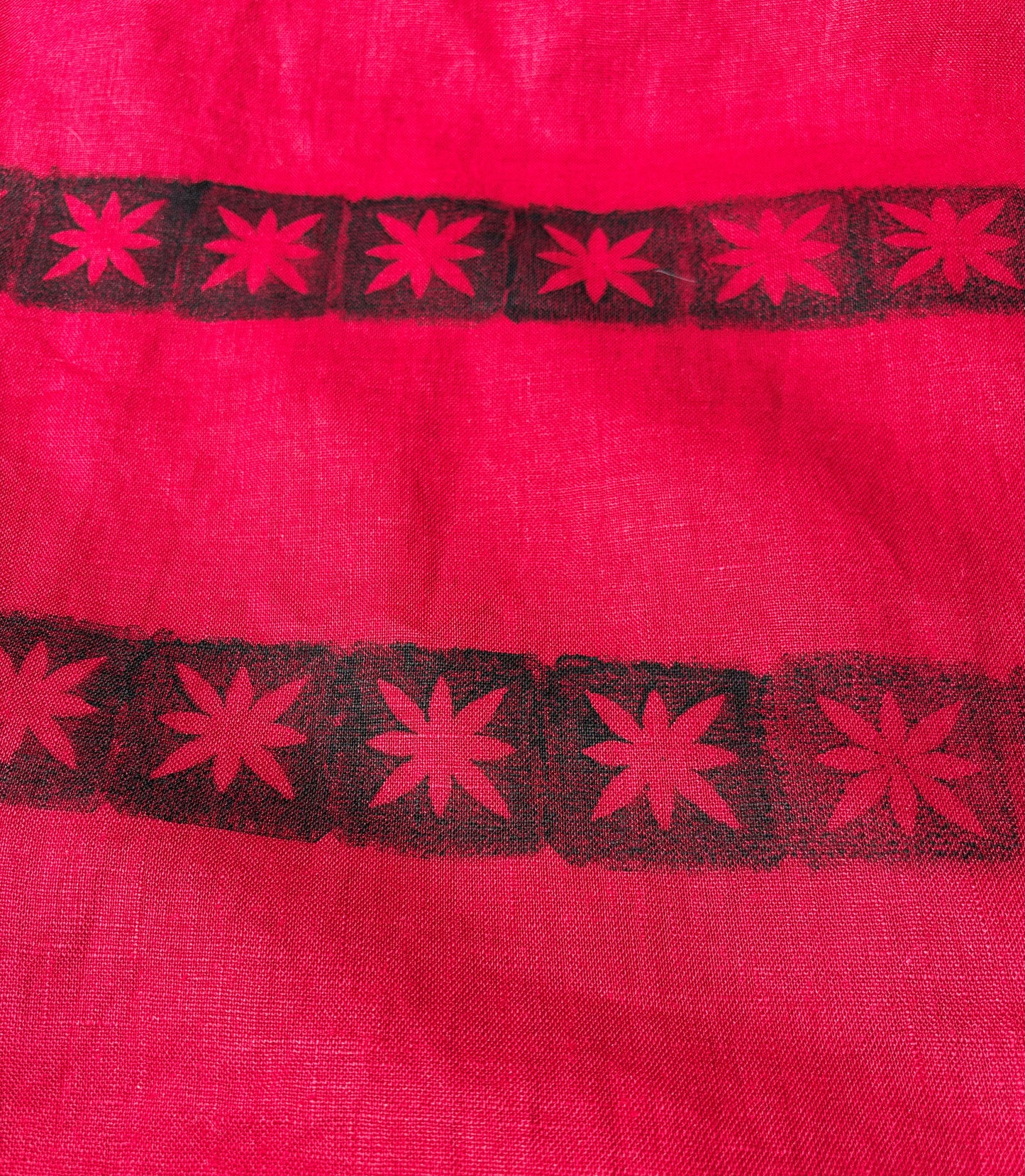 Vintage Print Red Linen