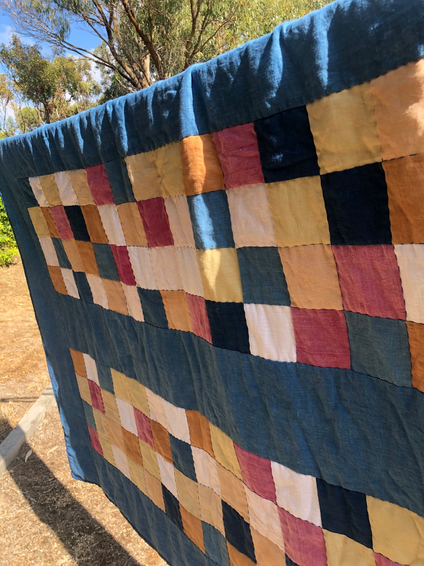 Natural Checkers - Queen Size Quilt SOLD