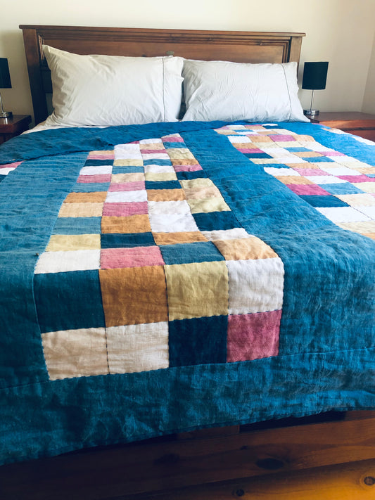 Natural Checkers - Queen Size Quilt SOLD